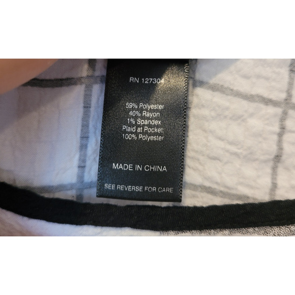 Ali Miles Womens Multicolor Round Neck Geometric Print Top XL Roll Tab Sleeves - Picture 8 of 9